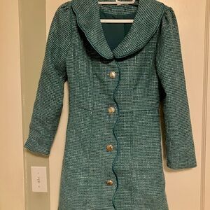 Green Tweed A-Line Dress